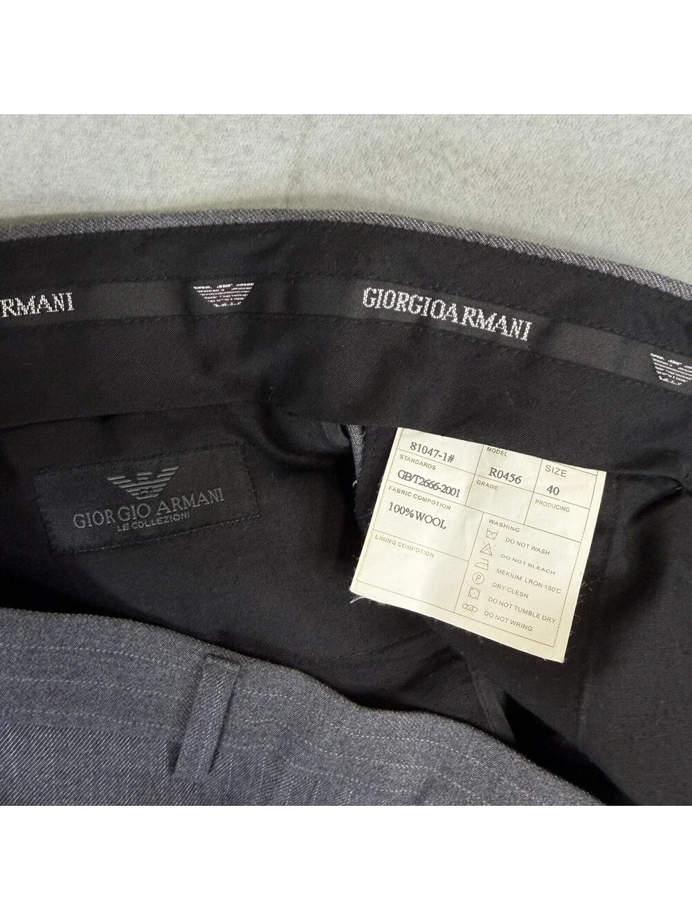 Giorgio Armani Le Collezioni Pants Mens 40x34 Gray Pinstripe Flat Front Wool